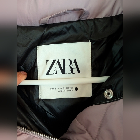 ZARA WATER REPELLENT LILAC LAVENDER PUFFER JACKET S - Picture 3 of 11